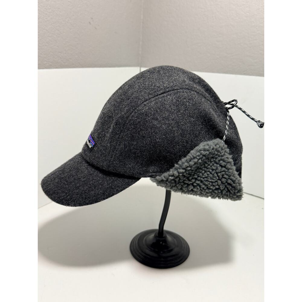 Patagonia Recycled Wool Ear Flap Cap Sherpa Cap M Gray Outdoor Winter View 3